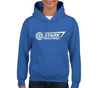 Crown Designs Stark Industries Super Hero Movie & Comic Book Fan Gift for Young Children Hooded Tops (Royal Blue/Ages 9-11 Years)
