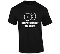 Crown Designs Stop Staring at My Knob Funny Rude Humor Premium Quality Regular Fit T-Shirt Top for Men and Teens
