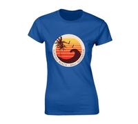 Crown Designs Surfing Beach Bali Indonesia Cool Premium Quality Fitted T-Shirt Top for Women and Teens - Blue / 10-12