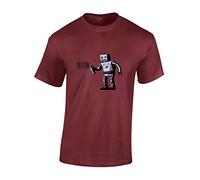 Crown Designs Tagging Robot Banksy Street Artist Inspired Premium Quality Regular Fit T-Shirt Top for Men and Teens - Maroon/3XL