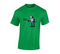 Crown Designs Tagging Robot Banksy Street Artist Inspired Premium Quality Regular Fit T-Shirt Top for Men and Teens - Green/M