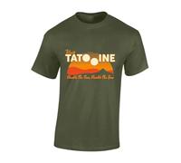 Crown Designs Tatooine Suns Space Wars Sci Fi Movie Film Inspired Premium Quality Regular Fit T-Shirt Top for Men and Teens - Green/3XL