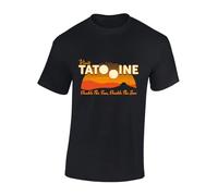 Crown Designs Tatooine Suns Space Wars Sci Fi Movie Film Inspired Premium Quality Regular Fit T-Shirt Top for Men and Teens - Black / 3XL