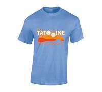 Crown Designs Tatooine Suns Space Wars Sci Fi Movie Film Inspired Premium Quality Regular Fit T-Shirt Top for Men and Teens - Blue/XXL