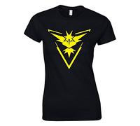 Crown Designs Team Instinct Emblem Motif Pocket Monsters Inspired Gift for Women & Teenagers Fitted T-Shirts Tops - Black/XL - 12/14