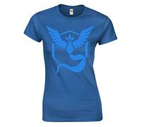 Crown Designs Team Mystic Blue Emblem Motif Pocket Monsters Inspired Gift for Women & Teenagers Fitted T-Shirts Tops - Royal Blue/XL - 12/14