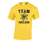 Crown Designs Team Sheldon Atom Symbol Comedy TV Show Inspired for Men & Teenagers T-Shirts Tops - Yellow/Small