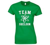 Crown Designs Team Sheldon Atom Symbol Comedy TV Show Inspired Gift for Women & Teenagers Fitted T-Shirts Tops - Green/L - 10/12