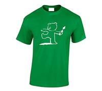 Crown Designs Teddy Bear Banksy Style Novelty Gifts for Men & Teenagers T-Shirts Tops - Green/Large