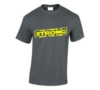 Crown Designs The Force is Strong Sci Fi Movie Film Inspired for Men & Teenagers T-Shirts Tops - Charcoal/Small