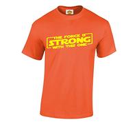 Crown Designs The Force is Strong Sci Fi Movie Film Inspired for Men & Teenagers T-Shirts Tops - Orange/Medium