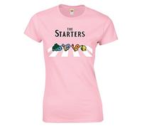 Crown Designs The Starters Abbey Road Beatles Album Style Pocket Monsters Inspired Gift for Women & Teenagers Fitted T-Shirts Tops - Baby Pink/M - 8/10
