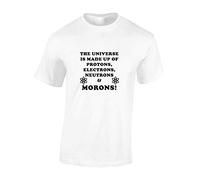 Crown Designs The Universe is Made Up Cool Funky Geek Nerd Premium Quality Regular Fit T-Shirt Top for Men and Teens - White / 5XL