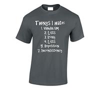 Crown Designs Things I Hate Funny Cool for Men & Teenagers T-Shirts Tops - Charcoal/Small