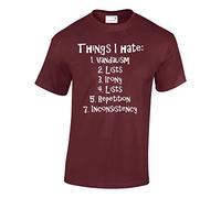Crown Designs Things I Hate Funny Cool for Men & Teenagers T-Shirts Tops - Maroon/3XL