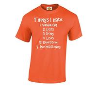 Crown Designs Things I Hate Funny Cool for Men & Teenagers T-Shirts Tops - Orange/3XL
