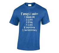 Crown Designs Things I Hate Funny Cool for Men & Teenagers T-Shirts Tops - Royal/X-Large