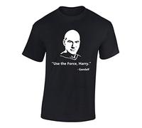 Crown Designs Use The Force Harry - Gandalf Sci-Fi Mashup Funny Cool for Men & Teenagers T-Shirts Tops - Black/X-Large