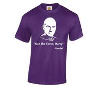 Crown Designs Use The Force Harry - Gandalf Sci-Fi Mashup Funny Cool for Men & Teenagers T-Shirts Tops - Purple/XX-Large