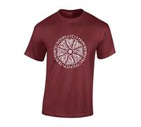 Crown Designs Viking Shield Vintage Cool Novelty Premium Quality Regular Fit T-Shirt Top for Men and Teens - Maroon/3XL