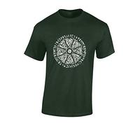 Crown Designs Viking Shield Vintage Cool Novelty Premium Quality Regular Fit T-Shirt Top for Men and Teens - Dark Green/M