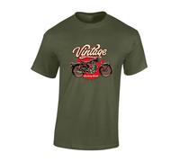 Crown Designs Vintage Motorcycle Cool Premium Quality Regular Fit T-Shirt Top for Men and Teens - Green/L