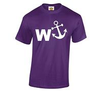 Crown Designs W Anchor Funny Cool for Men & Teenagers T-Shirts Tops - Purple/X-Large