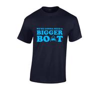 Crown Designs were Need A Bigger Boat Classic Horror Movie Inspired Premium Quality Regular Fit T-Shirt Top for Men and Teens - Blue/XXL
