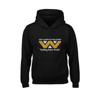 Crown Designs Weyland Yutani Vintage Sci Fi Movie Film Inspired Premium Quality Unisex Hoodies for Men, Women and Teens - Black/Small