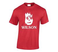 Crown Designs Wilson Silhouette Classic Movie Film Inspired for Men & Teenagers T-Shirts Tops - Red/Large