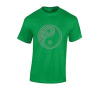 Crown Designs Yin Yang Mandala Cool Novelty Premium Quality Regular Fit T-Shirt Top for Men and Teens - Green/XL