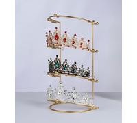 Crown Display 4-Tier Crown Holder Crown Ring Holder Tiara Display Golden Crown Storage Organizer Jewelry Holder for Women Girls Wedding Home Shop Store Golden