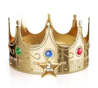 Crown Display Gold Royal Queen and King Crown Luxurious Royal Crowns for Women and Men - 2 Pack 0.75" x 8" Perfect for Parties Prom King Regal Decor & Crowns for Kids Royalty Themed Events