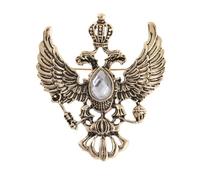 Crown Double Head Eagle Brooch Pin WaterDrop Crystal Patriotic Lapel Pin for Women Men Retro Wing Metal Pin Independence Day Badge Brooch