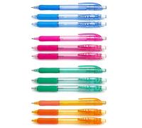 CROWN E Q Sharp Mechanical Pencils Mechanical Pencils - Pack Of 12 - Assorted Bright Coloured Barrels - Soft Grip