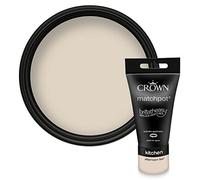 Crown EASYCLEAN KITCHEN Beige Matt Paint Tester Pot - Sample 40ml | Try Afternoon Tea before you buy. Stain resistant matt wall paint sample walls, ceilings, wood & metal. Low VOC