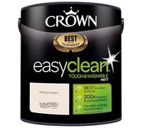 Crown Easyclean Matt Emulsion Paint Antique Cream 5L - Washable & Wipeable Interior Wall Paint