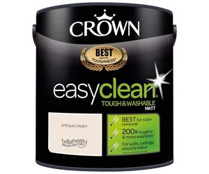 Crown Easyclean Matt Emulsion Paint Antique Cream 5L - Washable & Wipeable Interior Wall Paint
