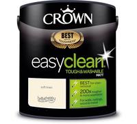 Crown Easyclean Matt Emulsion Paint Soft Linen 5L - Washable & Wipeable Interior Wall Paint