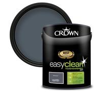 Crown EASYCLEAN Navy Blue Matt Emulsion Wall Paint - Washable 5L | Stain resistant Aftershow 200x tougher. Wipeable on walls, ceilings, wood & metal. Ideal for hallways & kids' rooms. Low VOC