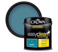 Crown EASYCLEAN Rich Teal Kitchen Paint - Matt Wall Paint 2.5L | Washable Teal matt emulsion for kitchen walls, ceilings, wood & metal. Grease & steam resistant, durable, Low VOC