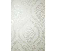 Crown Estelle Damask Soft Dove White Wallpaper M1759