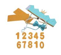 Crown for Outfit Set Tie Hat Bow and Dog Birthday Party Dogs | Polyester and Plastic, Blue Three Piece Set with Gold Numbers, for Parties and PET Birthday Celebrations