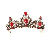 Crown for Women Red Rhinestone Crown Baroque Wedding Bridal Rhinestone Wedding Tiaras