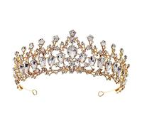Crown for Women Vintage Crystal Crown Tiara Princess Birthday Rhinestone Wedding Tiaras(Gold)