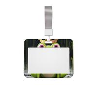 Crown Frog ID Badge Holder with Lanyard ID Card Holders Waterproof Plastic Name Card Case Sliding ID Protector Pouch Name Tag Holders for Office Work Business