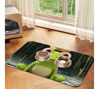 Crown Frog Pet Feeding Mat Absorbent Pu Leather Dog Cat Food Mats Contain Spills Protects Floors, Anti-Slip Rubber Backing Dog Bowl Mats Easy Clean Pet Placemats 30x45cm