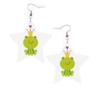 Crown Frog Printed Leather Pierced Earring Set, 1 Pair Lightweight Bohemian Earrings Birthday Party Jewelry Gifts For Women
