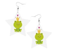 Crown Frog Printed Leather Pierced Earring Set, 1 Pair Lightweight Bohemian Earrings Birthday Party Jewelry Gifts For Women