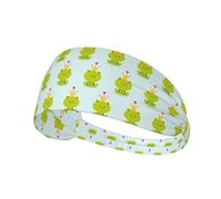 Crown frog Printed Running Headband Women, Foldable Adjustable Width, Non Slip for Workout Washing and Spa